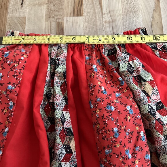 Women's Vintage Blouse & Circle Skirt Set & Belt, Red Lace Mixed Prints Size M - Picture 11 of 16